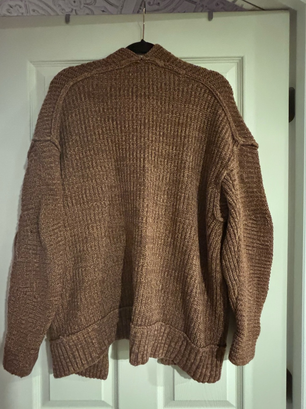 Free People Chunky Open-Front Cardigan in Warm Brown - Picture 4 of 4